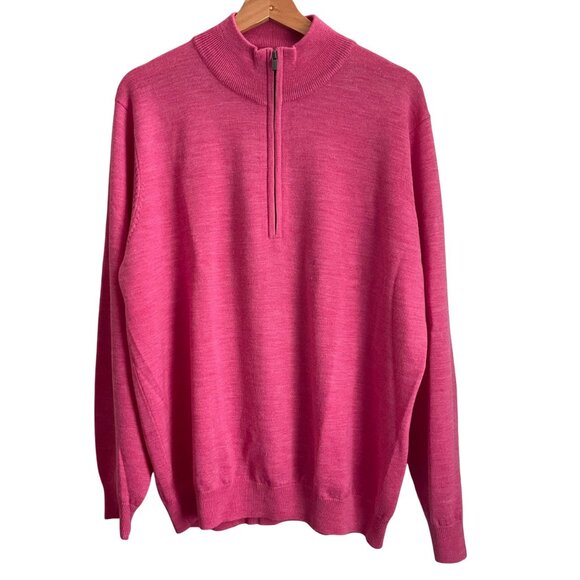 FootJoy Other - FootJoy Mens Golfcore Wool 1/2 Zip Sweater Size L Pink Preppy Quiet Luxury
